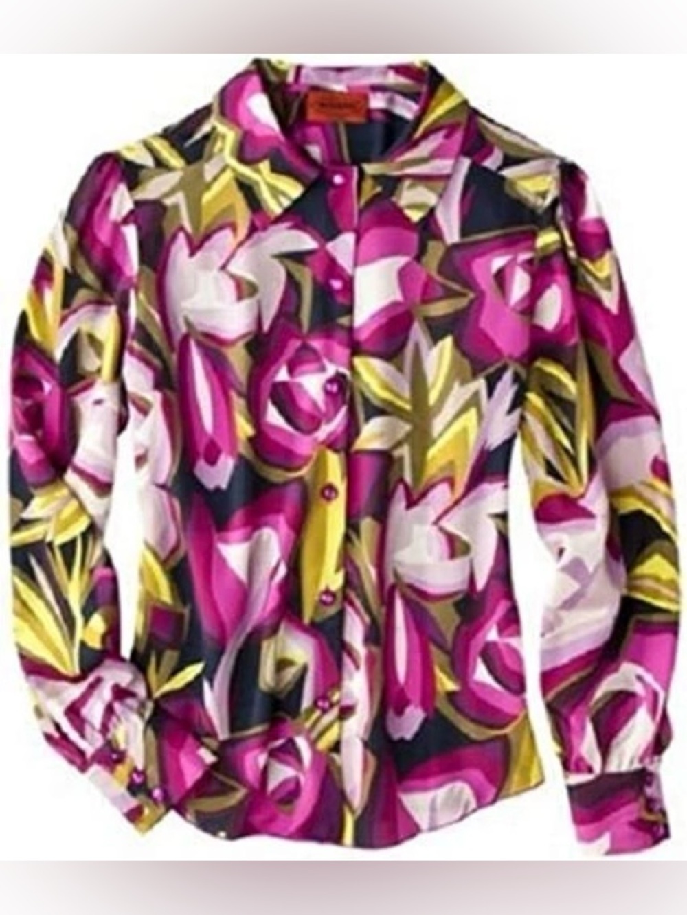 Missoni Abstract Floral Button Top M Pink Like New Bold Career Maximalist